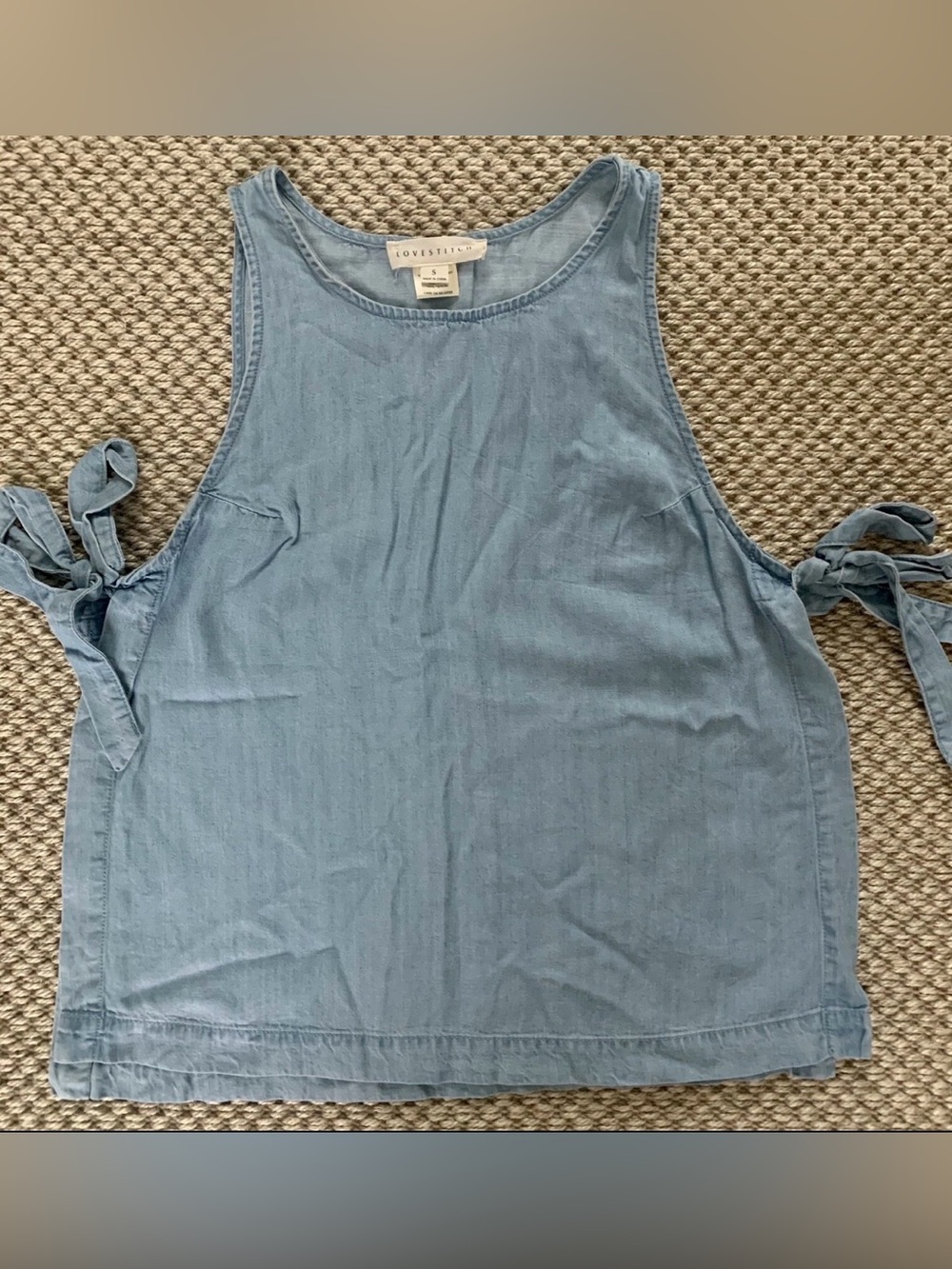 NWOT Love Stitch Tencel Side Tie Sleeveless Blouse Small